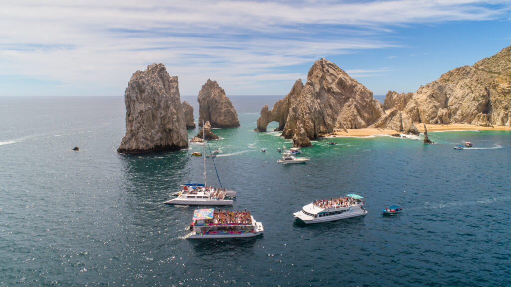 aerial view of Cabo booze cruise