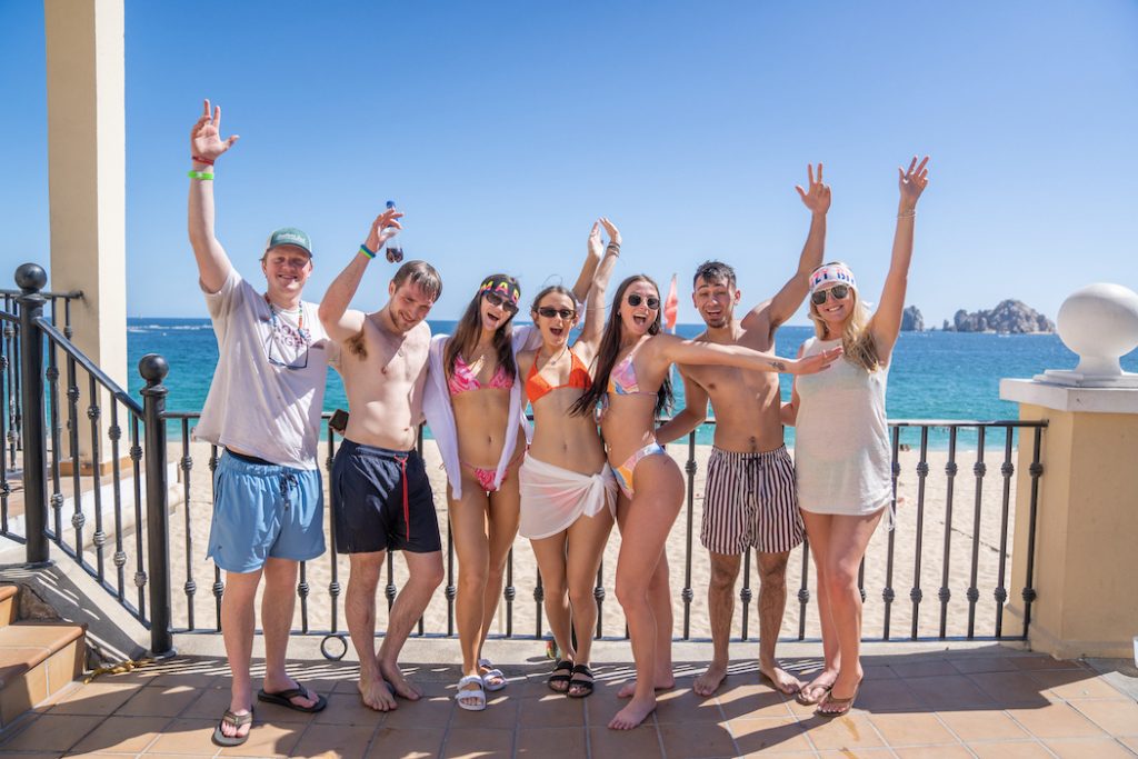 Group of spring breakers in Cabo